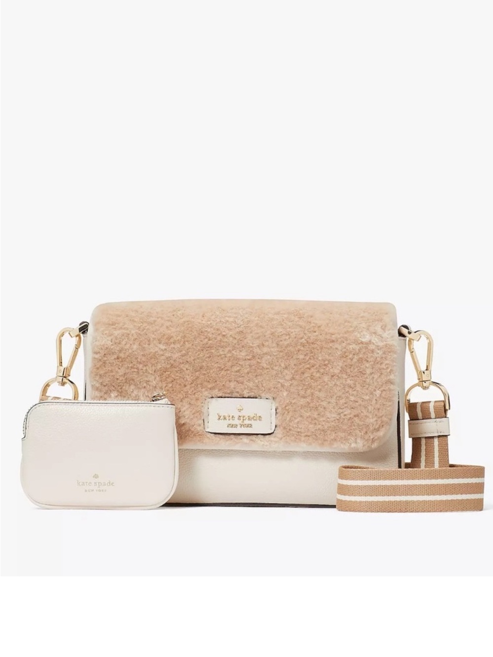 ♠️Kate Spade Rosie Faux Shearling Small Flap Crossbody Bag NWT - Picture 2 of 6